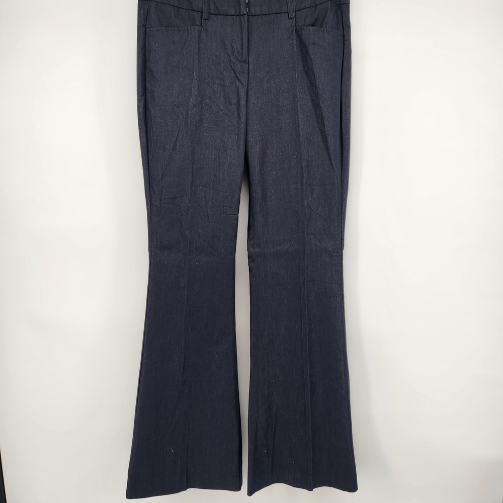 Express Dark Wash Flare Leg Trouser Jeans Double Hook Closure Navy Blue 6